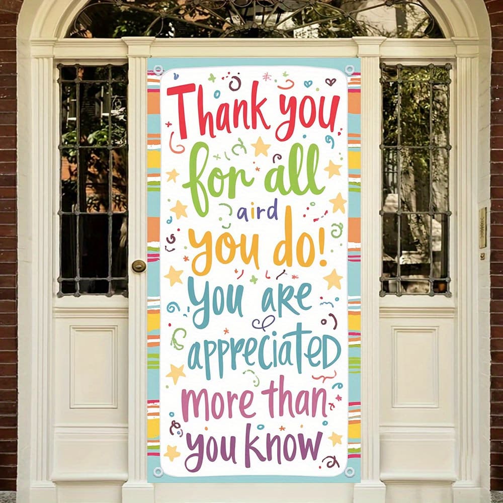 TEMU 2d Flat, 2d Door Banner, 1pc 2d Flat Printing Thank For Employee Teacher Doctor Nurse Door Banner - Durable, Easy-hang Design, Perfect For Holiday Decorations, 2d Flat