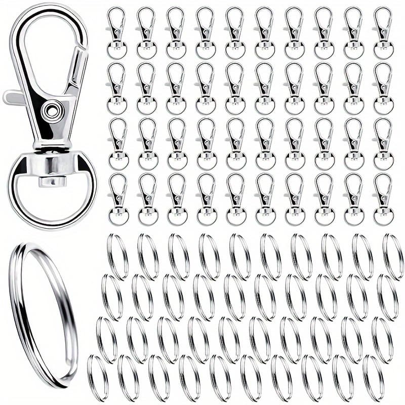 TEMU 80pcs Metal Keychain Hooks, Silvery For Key Rings/ring Crafts/ornaments/wallet/bags Luggage, Home Daily Use, Kitchen, Climbing Outdoor, Convenient Storage And Carrying