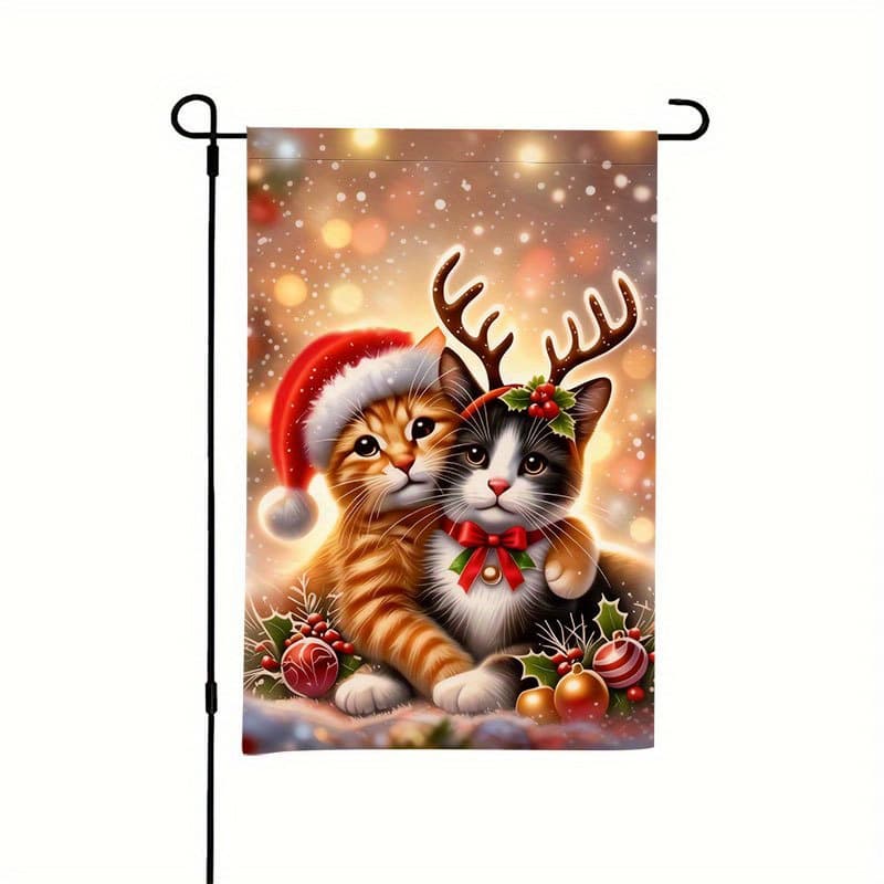 TEMU 2d Flat, 1pc, 2d Flat Printing, No Electricity Needed, Christmas Cat Flag, Polyester Material, Multiple Sizes, Machine Washable, Durable For Outdoor Use. Suitable For Daily Use/valentine's Day//