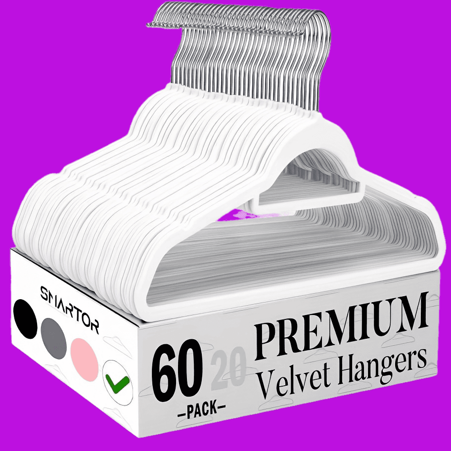 TEMU 30/60 Anti-slip Suit Hangers, For Hanging Coats, Trousers And Formal Wear, Anti-slip Belt, 60 Degree Rotating Velvet Hooks Can Fix Hangers