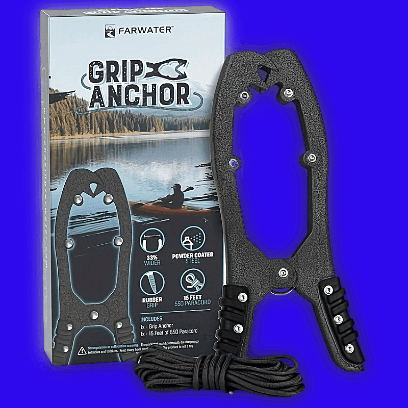 TEMU Canoe - Boat, Float Tube & Kayak Fishing Accessories, Kayaking Equipment - Brush Clamp Anchor With Teeth - Gripper With 15ft Paracord - Rubber Grips - Coated Steel