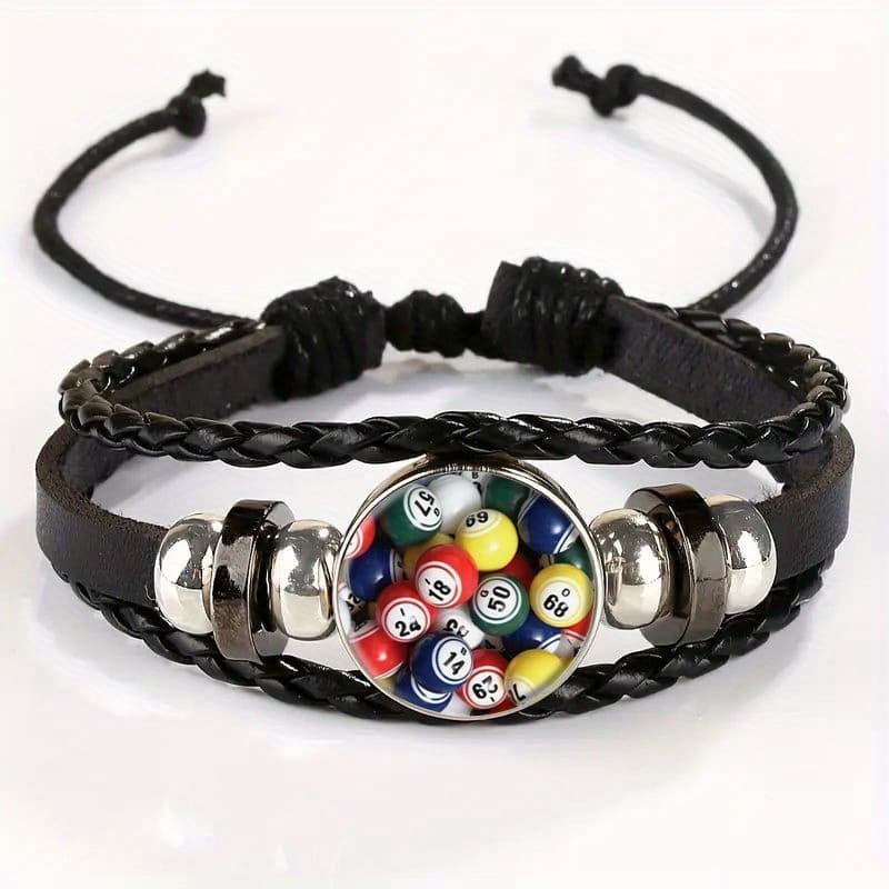 TEMU A Retro Bracelet Featuring A Colorful Rotating Charm With Numbers, From Chic Black Faux Leather, Perfect For Daily Use Or As A Thoughtful Present., For Teenager, For Teenager