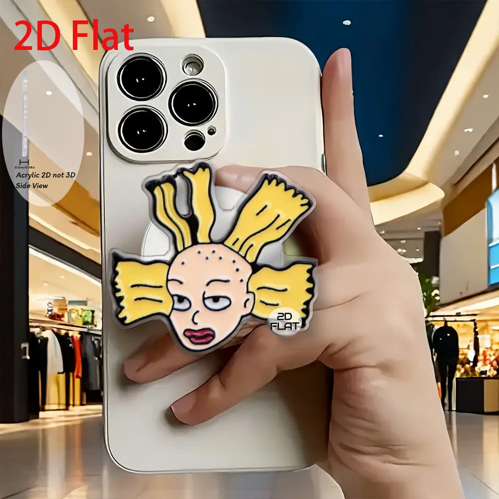 TEMU 2d Flat Fashion Cartoon Animation Character Badge Acrylic Retractable Mobile Phone Holder, Pop-up Mobile Phone Holder