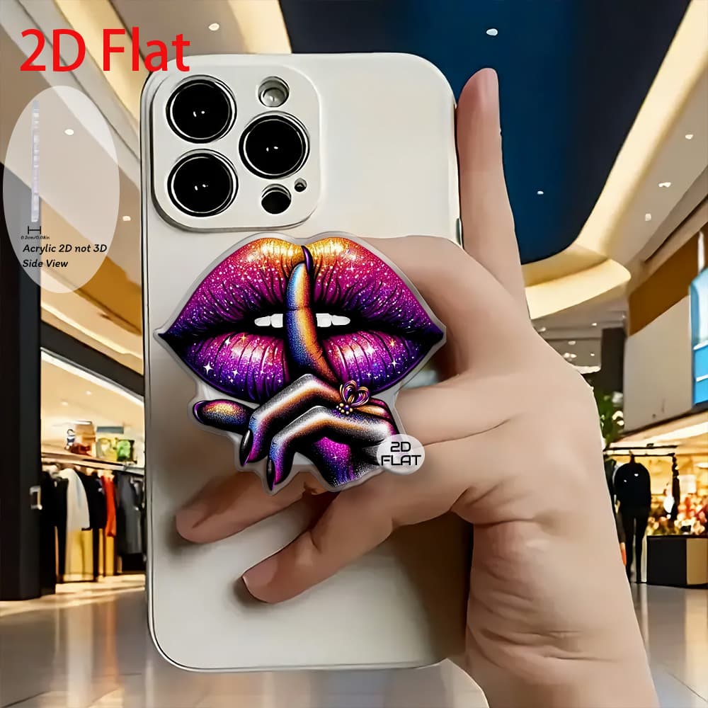 TEMU 2d Flat Fashion Charm , Silent Gesture Acrylic Retractable Mobile Phone Holder, Pop-up Mobile Phone Holder