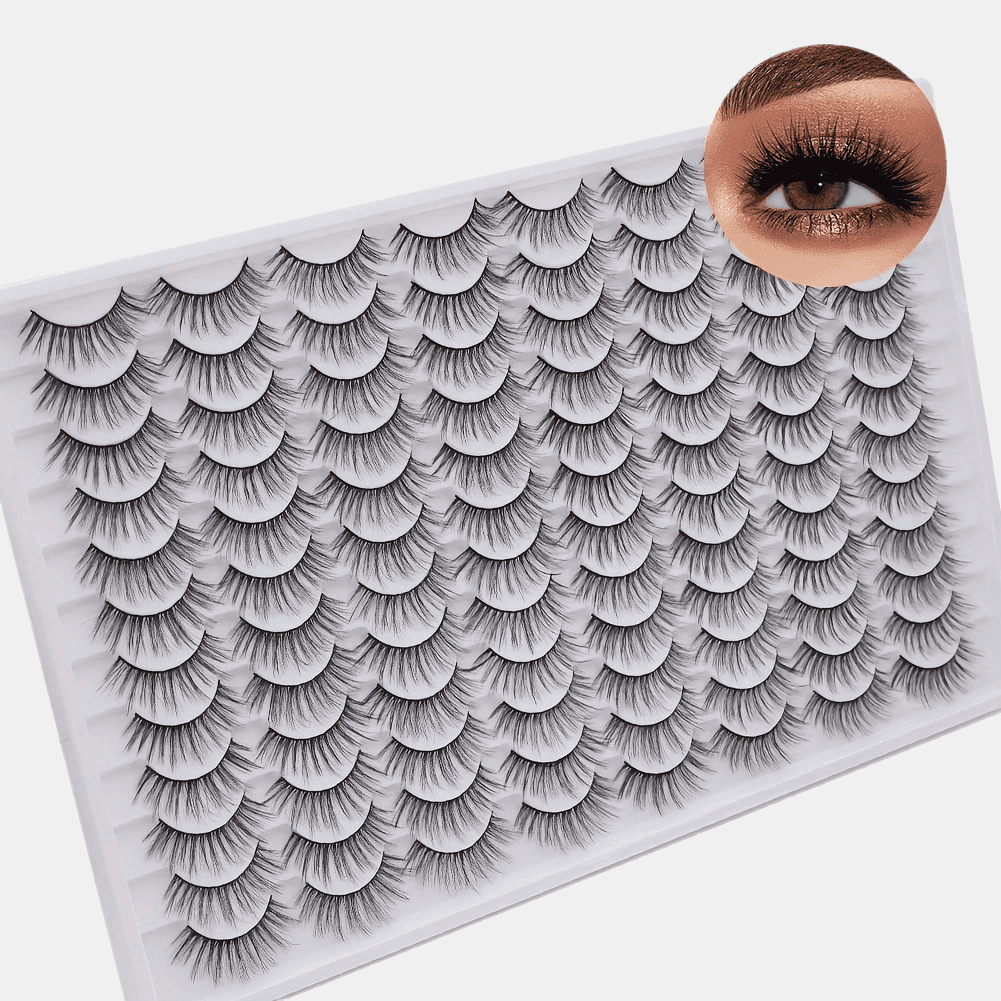 TEMU Large-capacity 48 Pairs Of False Eyelashes With C- A Whole Thin Black Stem, Suitable For Beginners And . Reusable Eyelashes