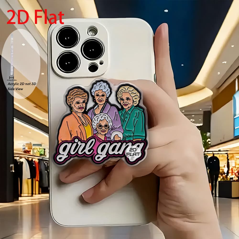 TEMU 2d Flat Cartoon Collection Acrylic Retractable Mobile Phone Holder, Pop-up Mobile Phone Holder