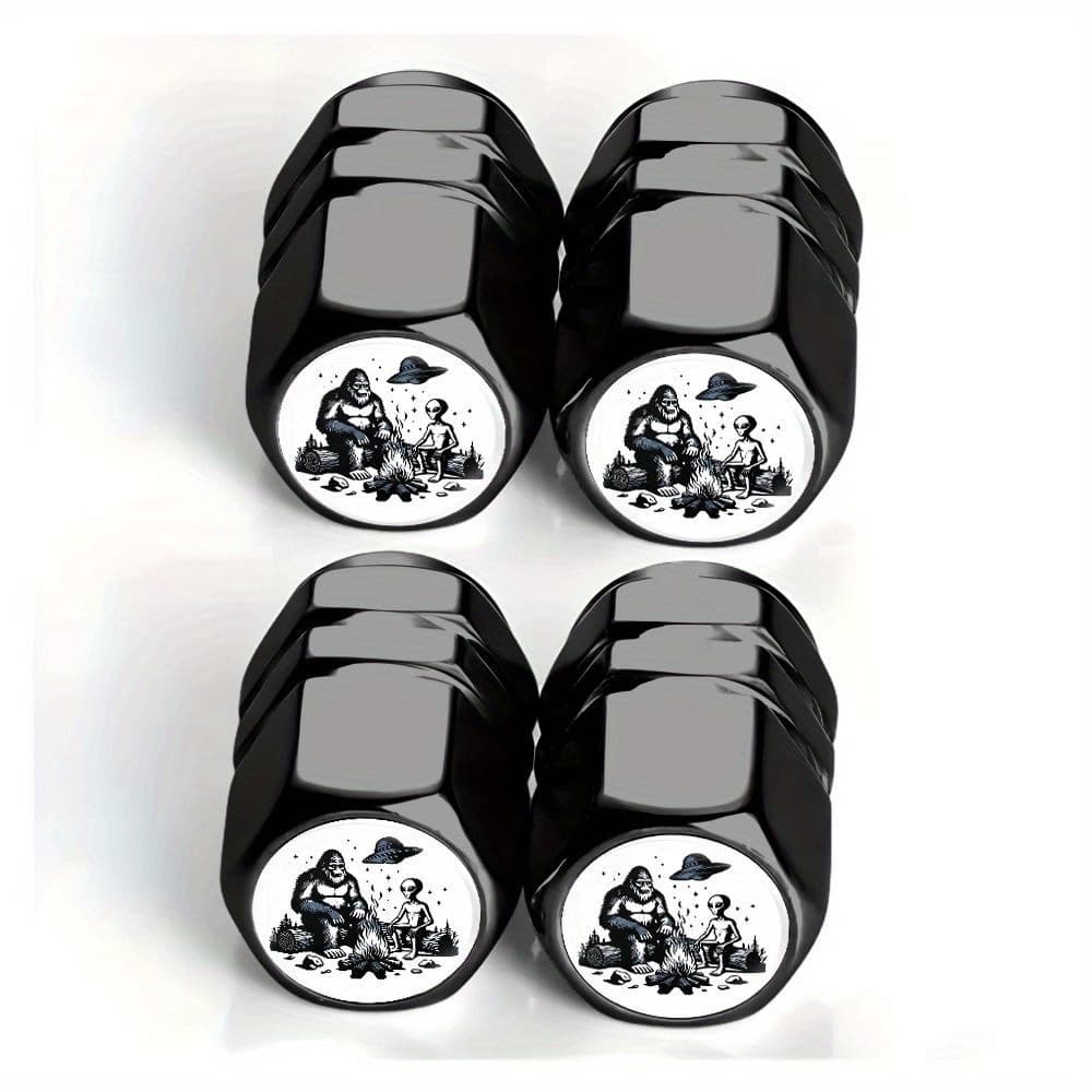 TEMU 4pcs Heavy-duty Aluminum Alloy With - Dust-proof Tire Valve Caps Suitable For Cars, Trucks, Suvs, Motorcycles - Durable Wheel Accessories For Off-road & Daily Use