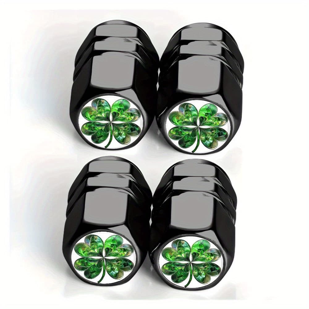 TEMU 4-pack Black Green Craft Tire Valve Caps - For Cars, Trucks, Suvs And Motorcycles, Durable Aluminum Alloy, Stylish And Practical Dust-proof Design, Vehicle Additions | Fashion Auto Additions |