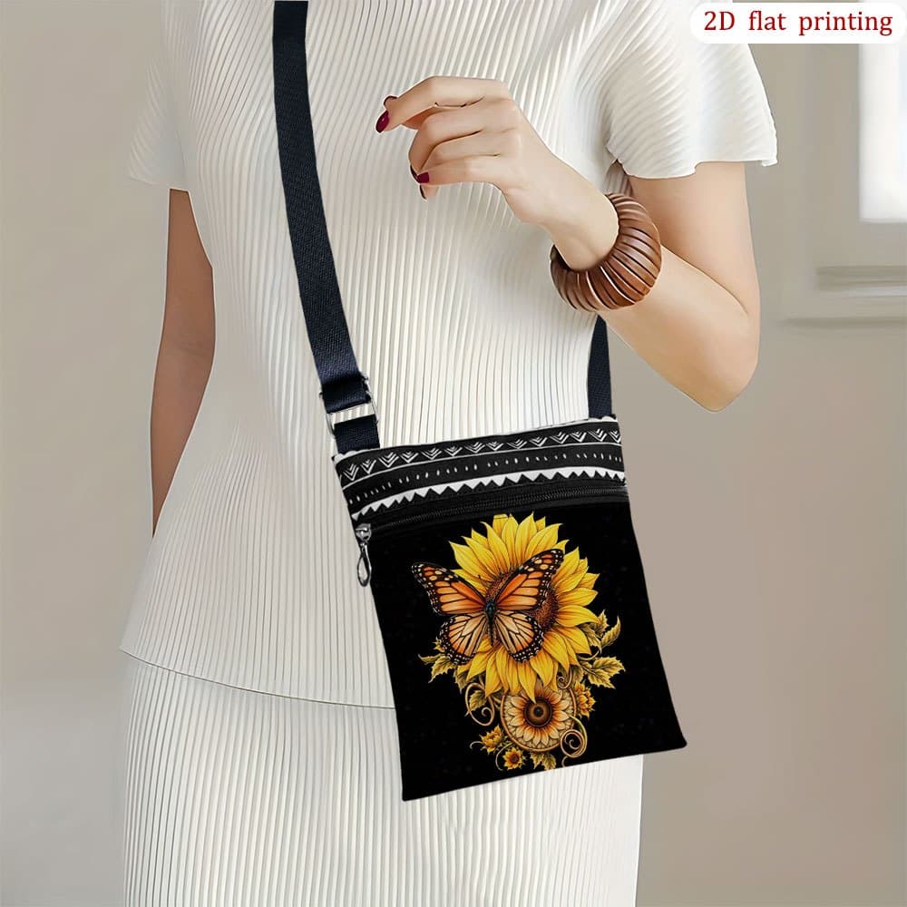 TEMU 1pc [ 2d Flat Printing] A Boat Crossbody Bag Daily Use, Mixed Colors Durable Fabric Small Shoulder Bag Gift For Small Business Presents Suitable For Beach Trips, Daily , 2d Flat