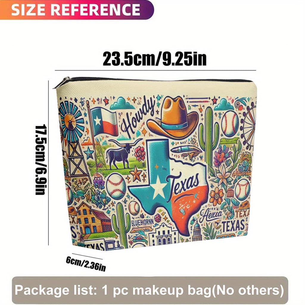 TEMU Makeup Bag 1pc, Features Display Cosmetic Bag, Linen, Foldable & Portable Toiletry Bag Use For , Zipper Closure, Travel Storage/daily, Gift For , Christmas, Birthdays, Graduations, Holiday