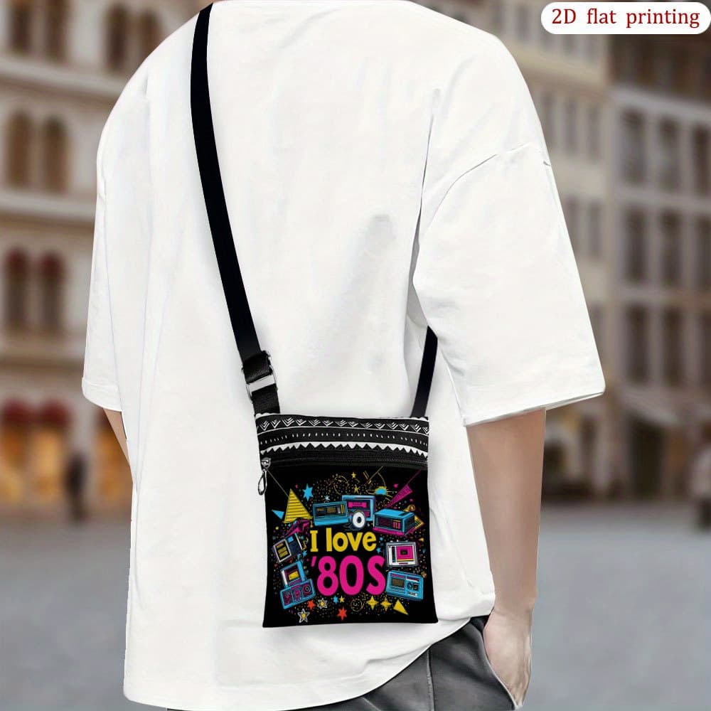 TEMU 1pc [2d Flat Printing] Retro Style Art Crossbody Bag Daily Use, Vibrant Design Durable Fabric Small Gift Bags Gift For Holiday Party Suitable For Beach Trips, Daily