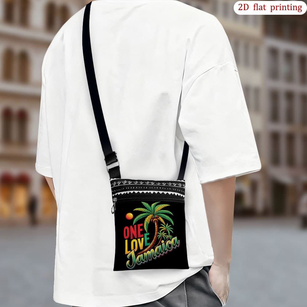 TEMU 1pc [2d Flat Printing] Jamaica Palm Sun Crossbody Bag Daily Use, Vibrant Design Stylish Lightweight Small Shoulder Bag Gift For Bachelor Party Suitable For Travel, Camping, Everyday Use