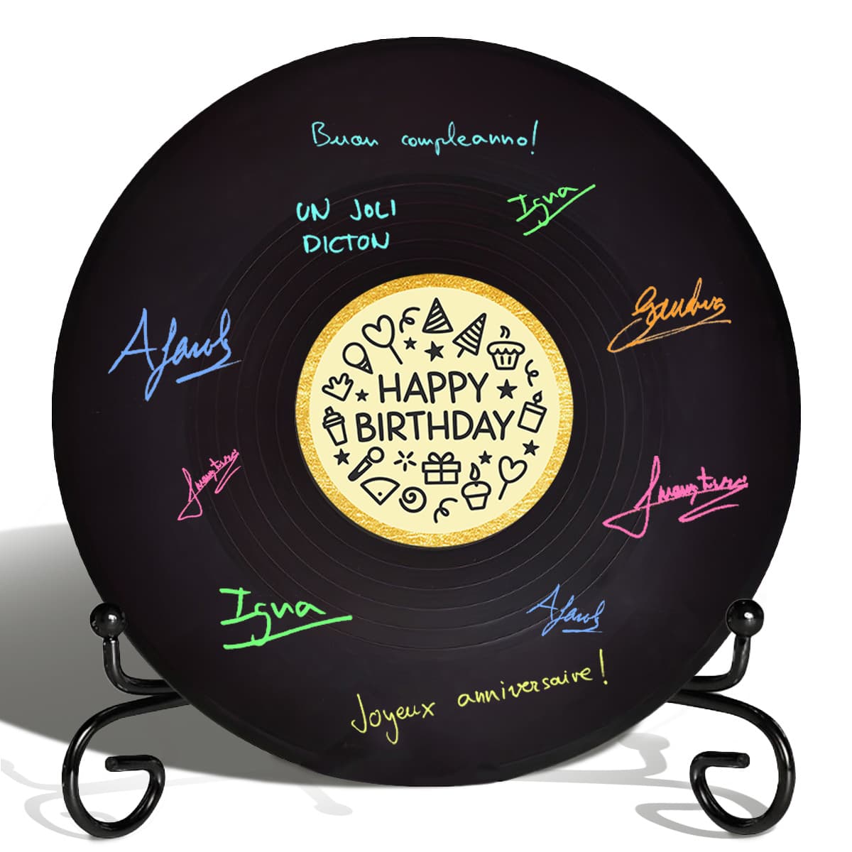 TEMU 1pc Record Birthday Guestbook & With Stand - Signature Album, Spinning Signature Party Favor For, Birthday Party Decorations, Guest Signing Keepsake Gift, Unisex Party Supplies
