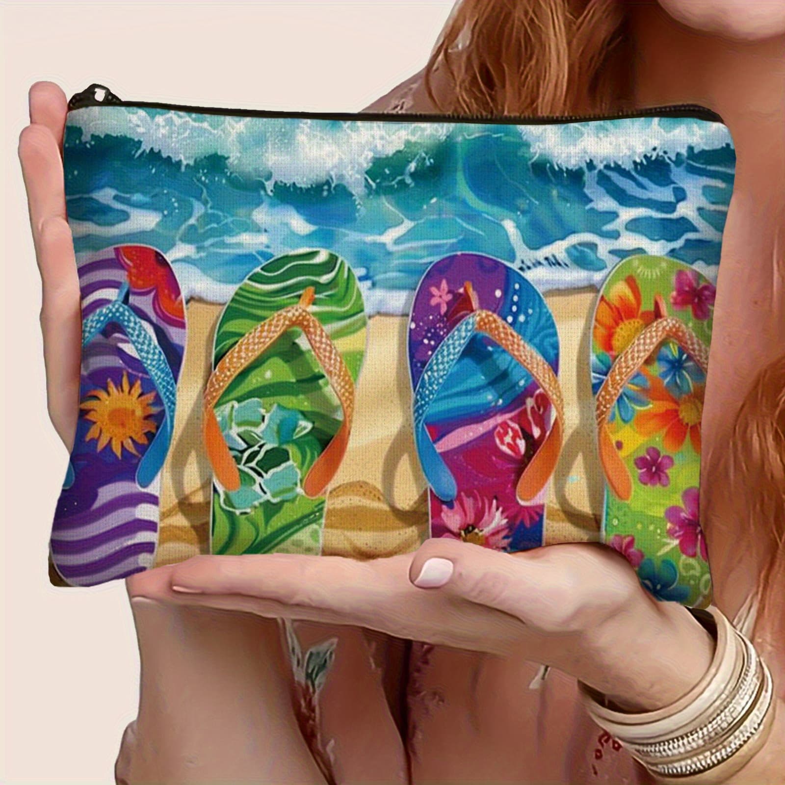 TEMU 1pc Beach Colorful Flip-flops Multi-scene Application, Travel Wash Storage Bag, Suitable For Daily Use Or Travel, Suitable For Gift , Suitable For Manicurist, Perfect Birthday Gift