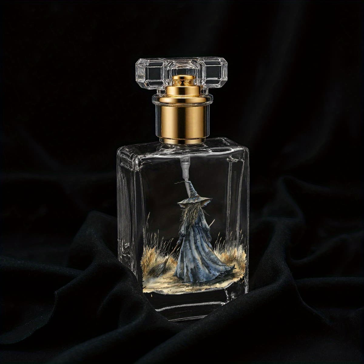 TEMU 1pc High Glass Refillable Cosmetic Spray Bottle With Broomstick Pattern Refillable Perfume And Essential Oil Dispenser, Travel And Gifts (empty Bottle) Bridesmaid, Christmas, Halloween Gift