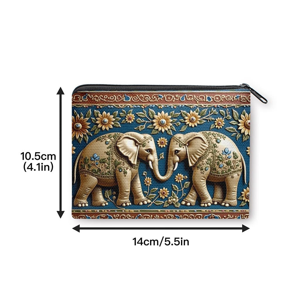 TEMU Elephant Print Coin Purse Suitable For , Zipper Closure Wallet With Card Holder & Coin Storage Bag, Lightweight Portable Key Earphone, Compact Gift For Travel,, Everyday Use (machine Washable)