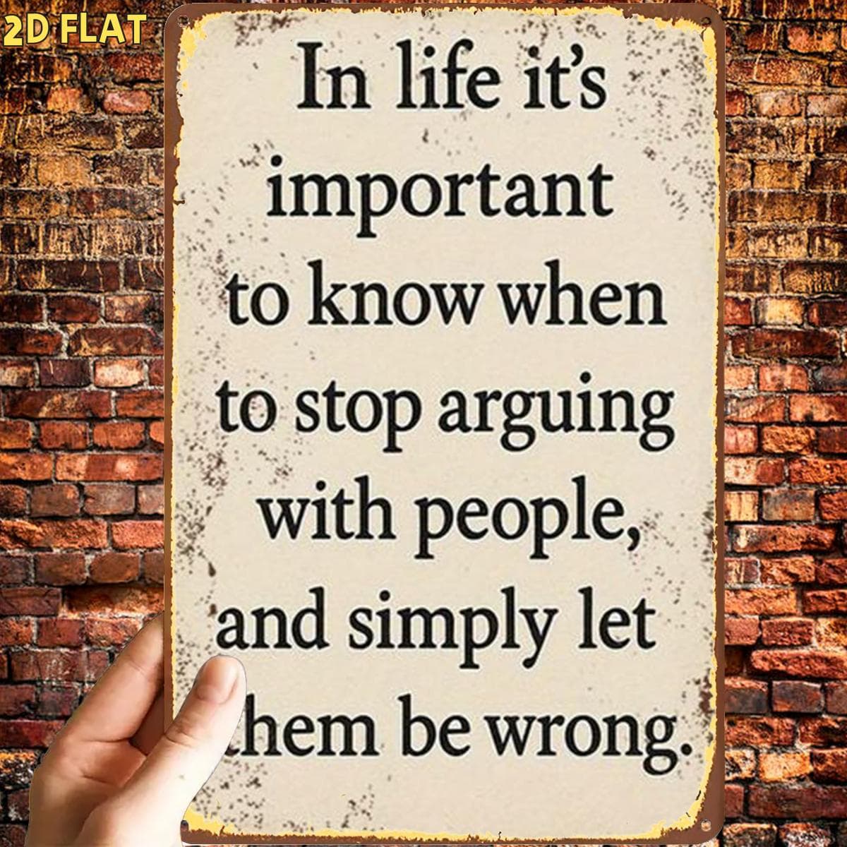 TEMU 2d Flat, 2d Flat,1pc, Quote Signmetal Iron Sign, Pre-drilled Holes, Suitable For Indoor, Garden,outdoor, Home, Office, Toilet Decoration, 2d Flat