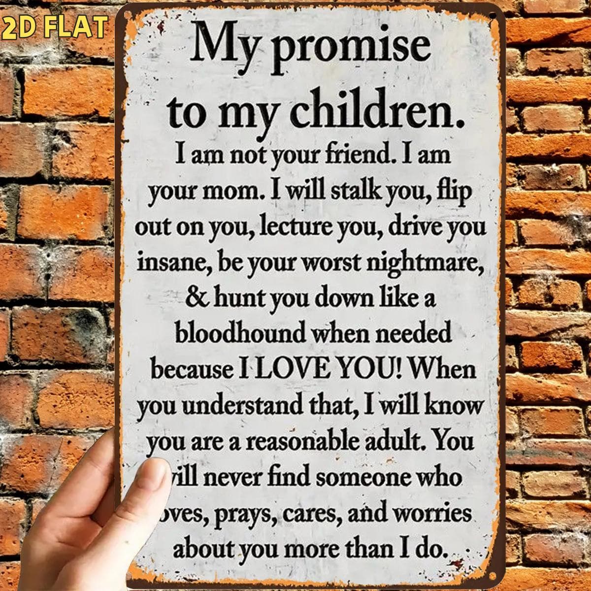 TEMU 2d Flat, 1pc, Retro Mother' Love Promise Sign, Metal Iron Sign, Pre-drilled Holes, Suitable For Indoor, Garden, Outdoor, Home, Office, Toilet Decoration, 2d Flat
