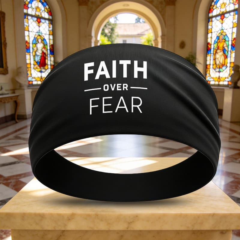TEMU 2d Flat 1pc Faith Over Fear Pattern Headband, Unisex, Suitable For Yoga, Running, Cycling, Fitness, Dance, Outdoor Sports, Travel And , Fashionable Hair Additions Suitable For All
