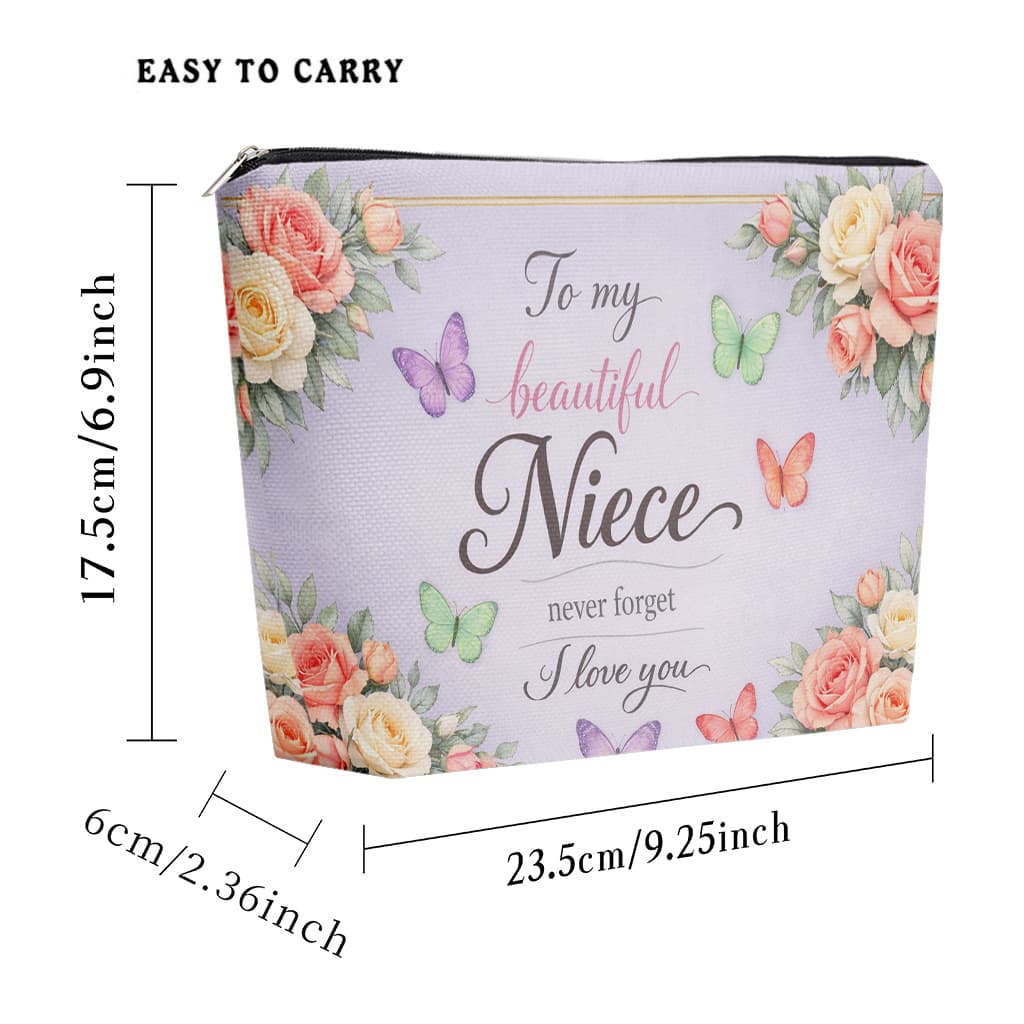 TEMU A Makeup Bag, A Beautiful Linen Pouch With Warm Cards For , A Lightweight Zippered Cosmetic Bag For Women, A Multifunctional Toiletry Storage Bag, A Coin Purse, Perfect As A Gift For Ladies