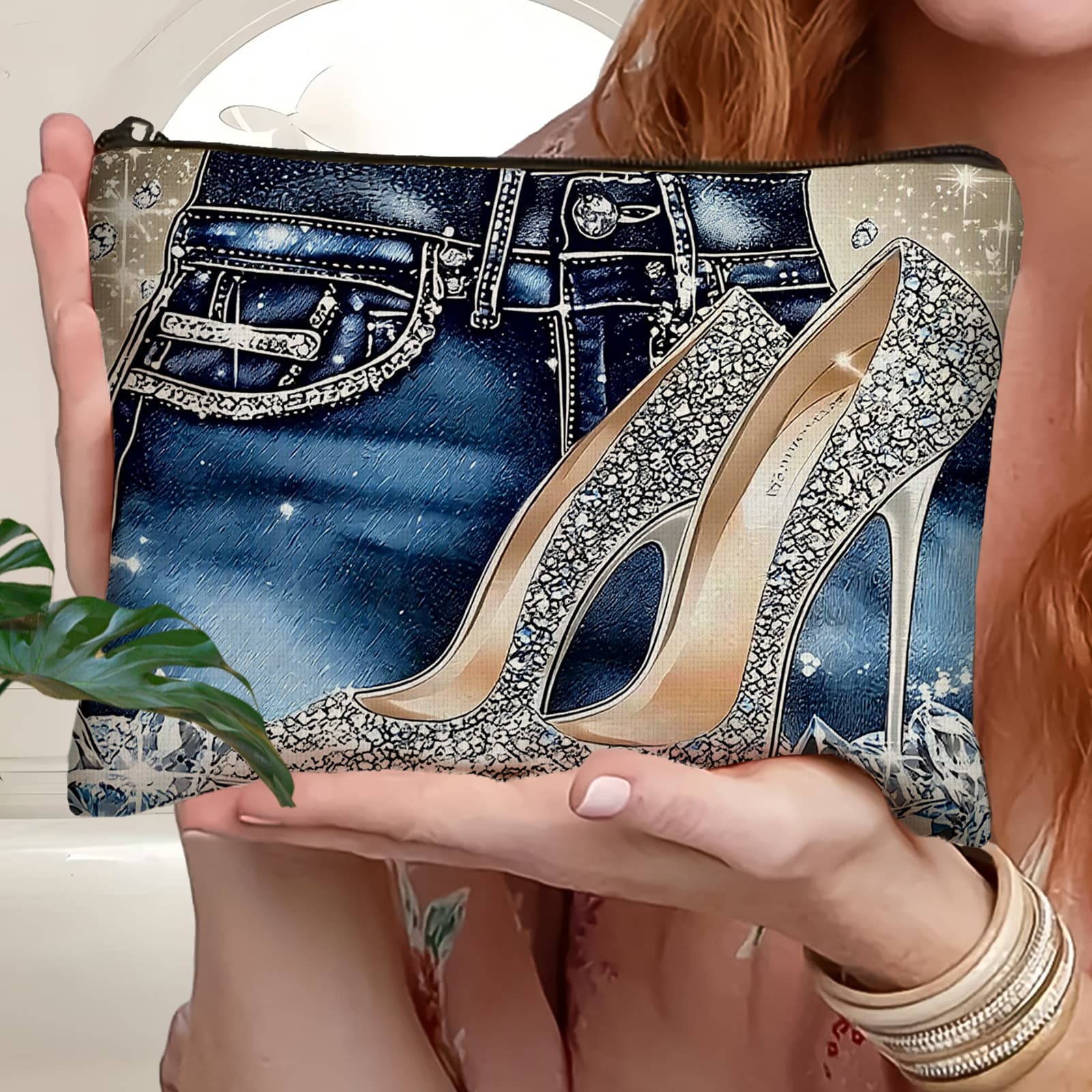 TEMU 1pc High - Heels And Jeansmakeup Bag: Multi- Scene Use, Travel Toiletries Organizer. Suitable For Daily Use/ Travel, Gifting For Manicurists, Perfect Birthday Present