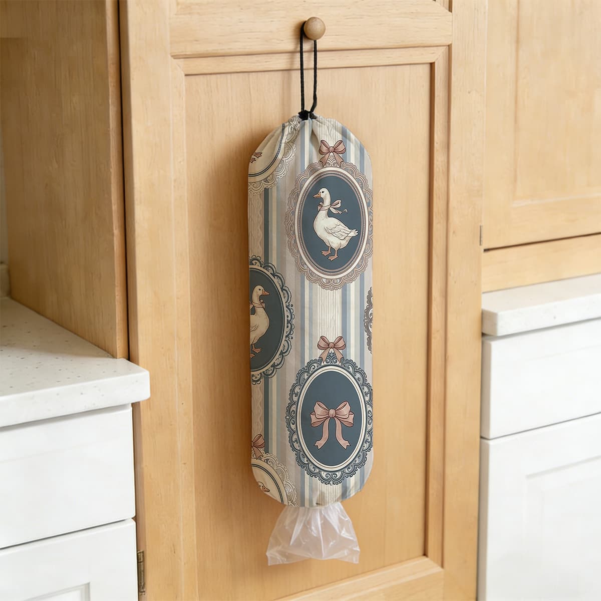 TEMU 1pc Of A Cloth Garbage Bag Holder And Wall-mounted Dispenser Designed For Kitchen Bin Bags And Grocery Bag Storage, Perfect As Farmhouse Home Decor Gifts For Women, Mothers, And Grandmothers