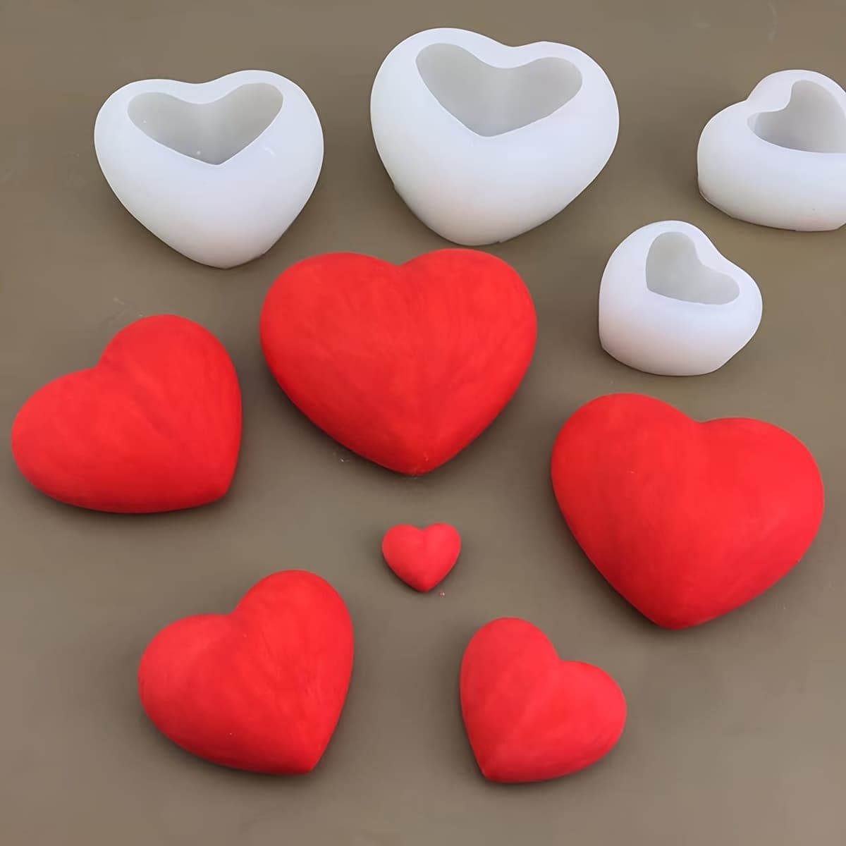 TEMU Silicone Mold In Of A 3d Love Heart, Suitable For Making For Plaster, Candles, And For Decoration