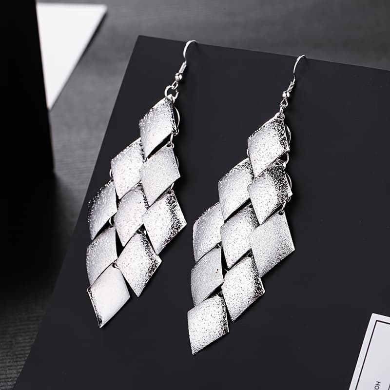 TEMU Cross-border Hollow Metal Leaf Earrings Retro Ethnic Drop Round Geometric Tassel Earrings
