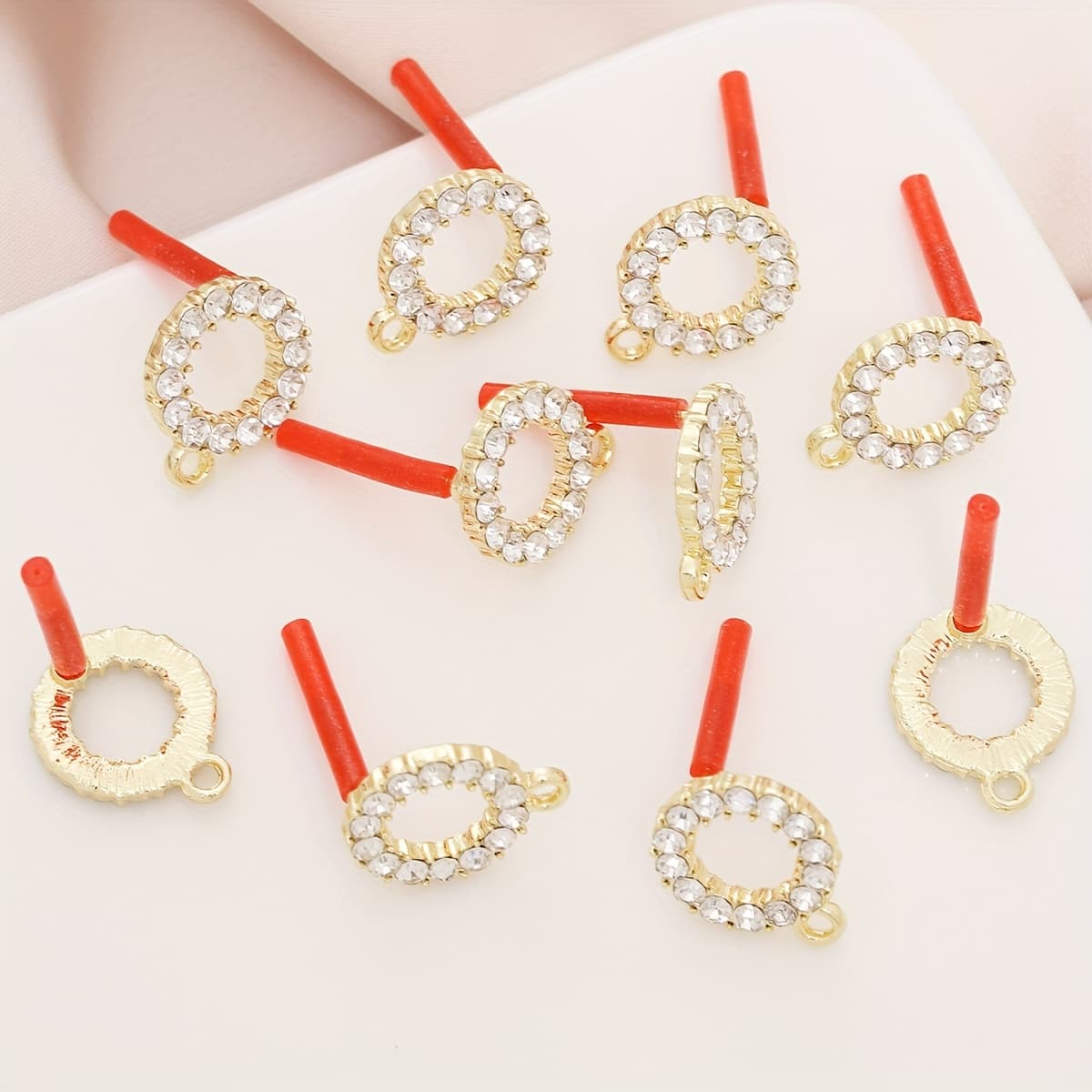 TEMU 10pcs Of Unique Minimalist Round Stud Earrings Basic Connecting Additions And Jewelry