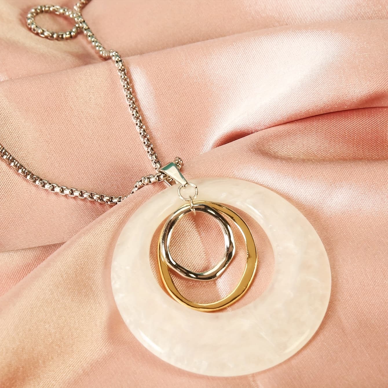 TEMU European And Fashionable Textured Minimalist Long Versatile Street Style Necklace