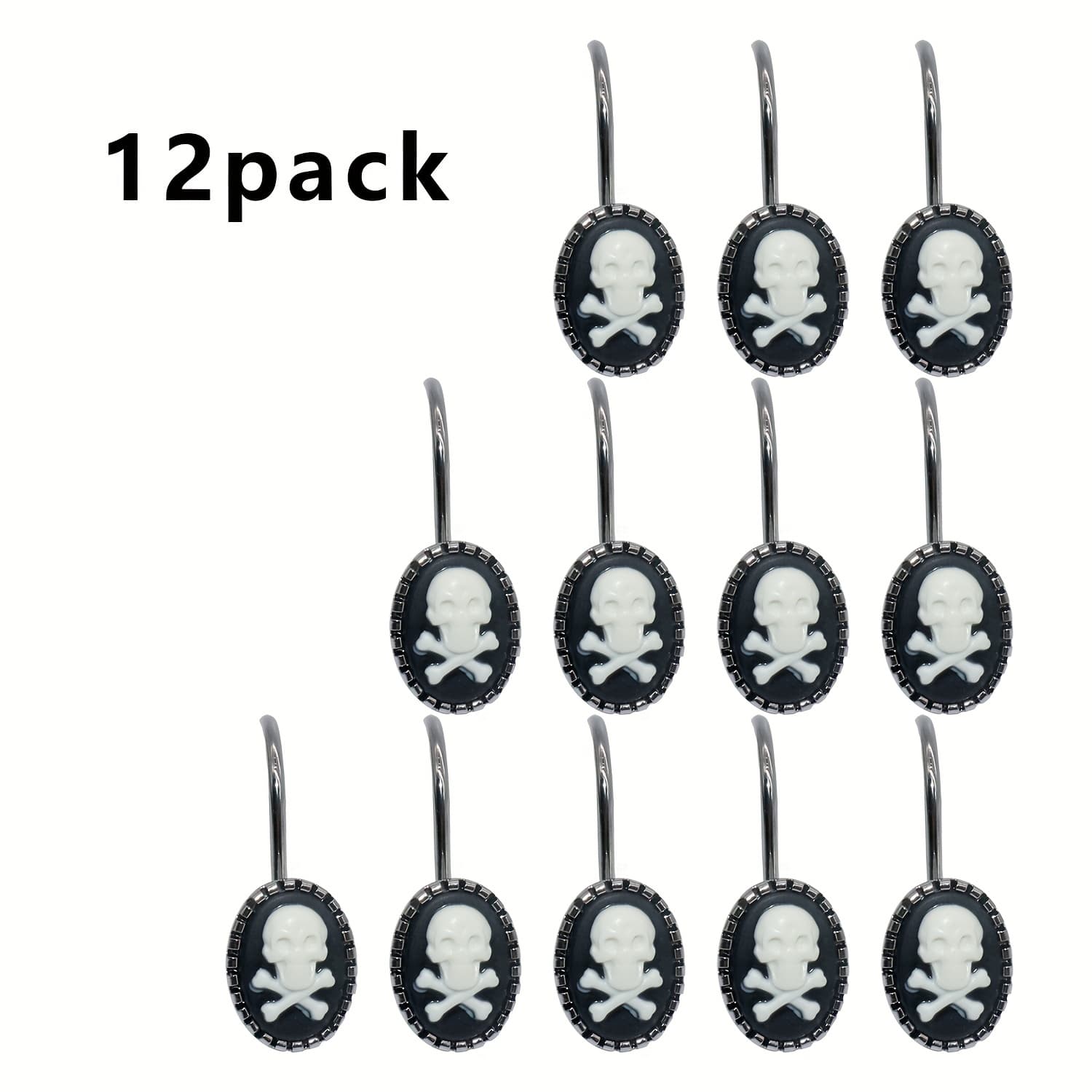 TEMU 12pcs Halloween Shower Curtain Hooks - Lightweight, Rustproof Metal Rings For Bathroom Decor