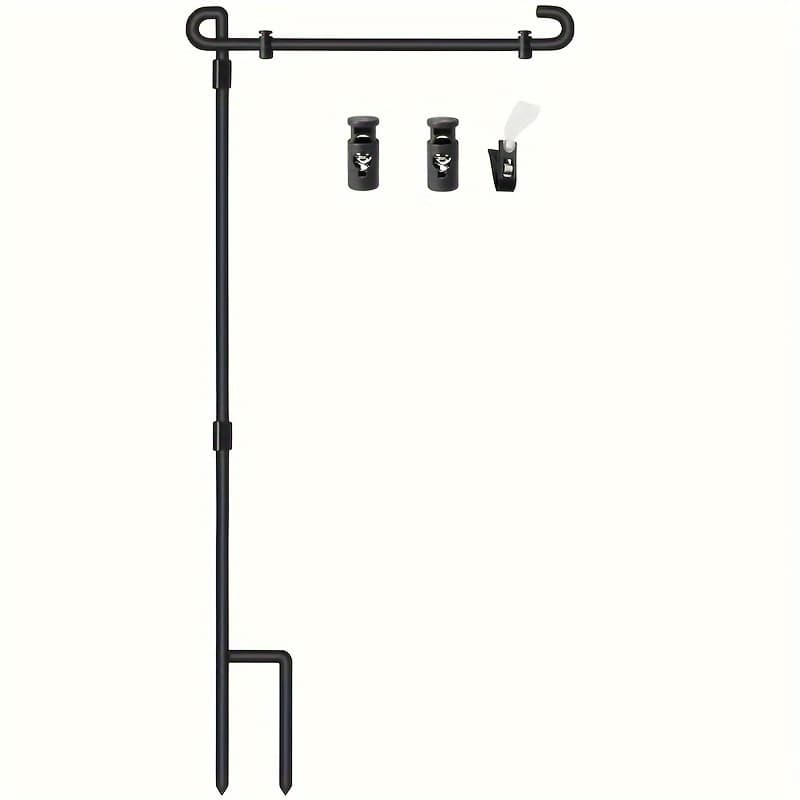 TEMU Garden Flag Stand, Flag Pole Holder, Metal Powder Coated Weatherproof Paint, With 1 Clip And 2 Spring Stoppers