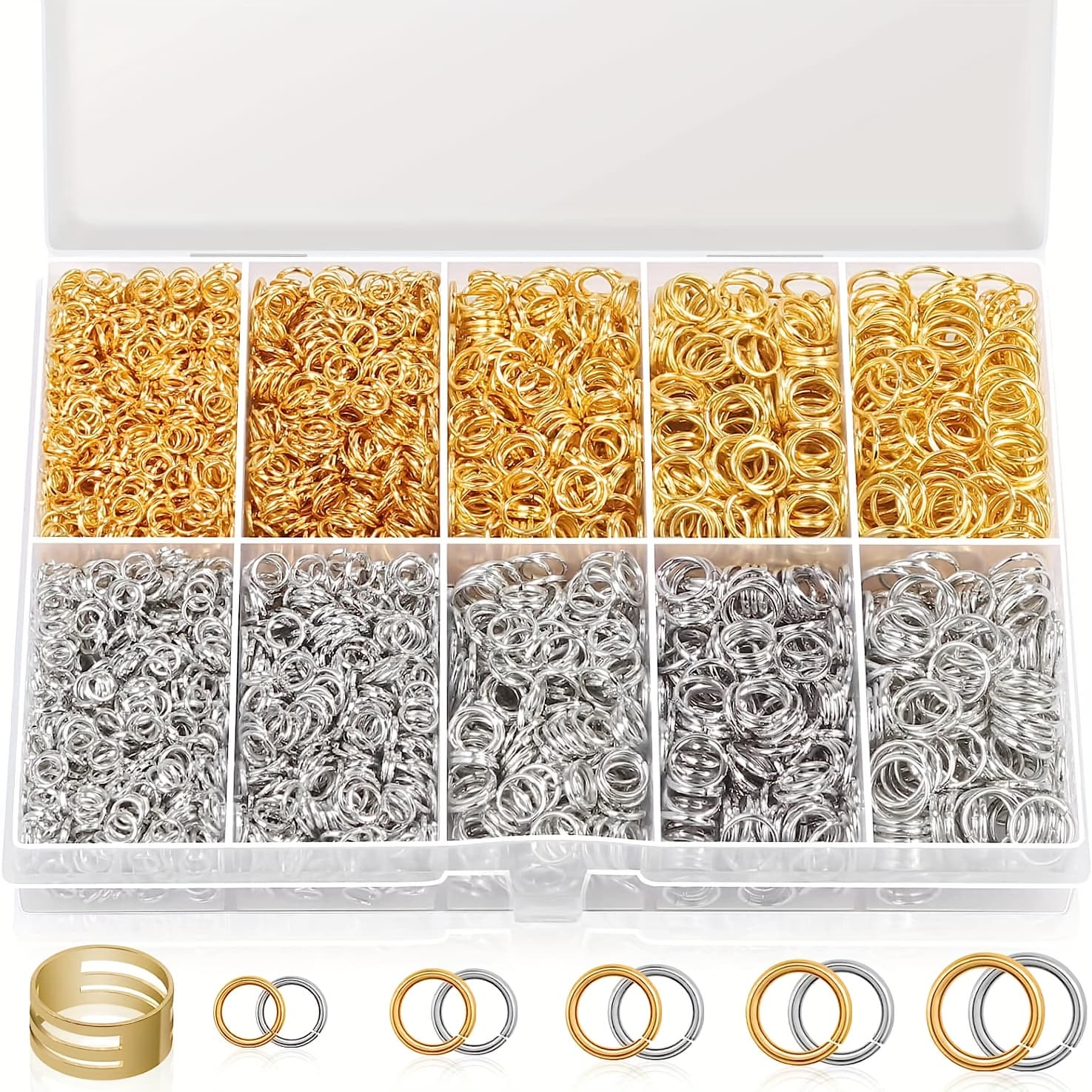 TEMU 4600pcs Silvery And Golden Jump Rings With Open/close Tools For Jewelry Making And Necklace (assorted Sizes)