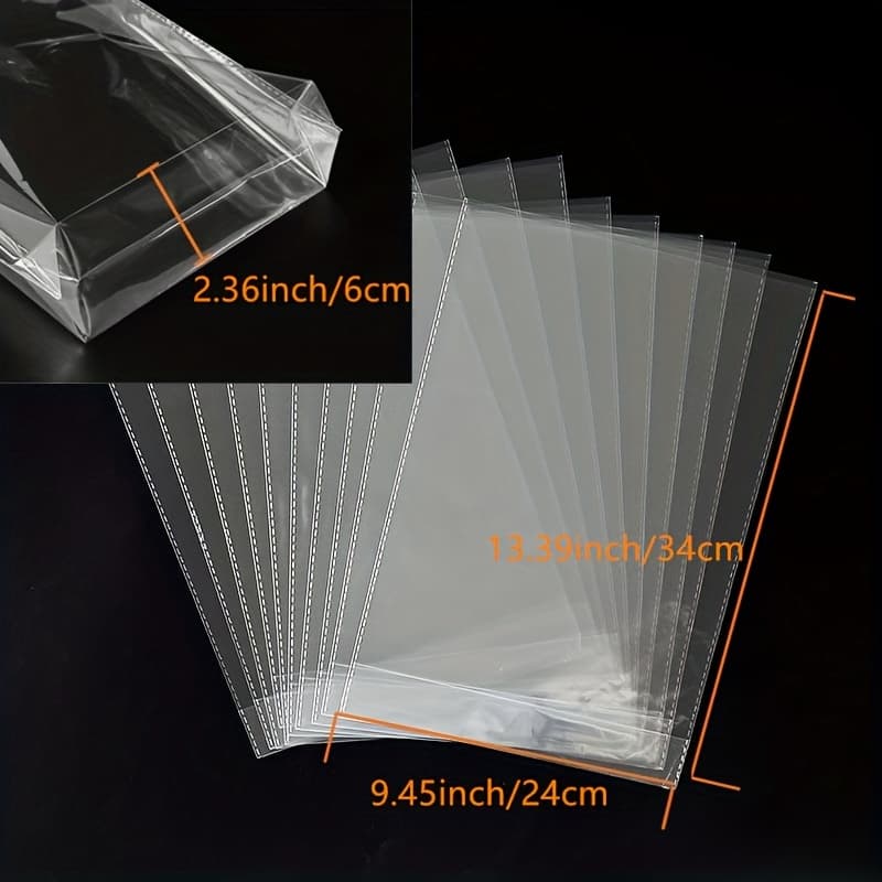 TEMU 50pcs Clear Plastic Cellophane Treat Bags With Golden Twist Ties - Ideal For Party Favors, Candy, , Popcorn, Desserts & Bakery Items - Durable & Versatile Packaging For Small Businesses