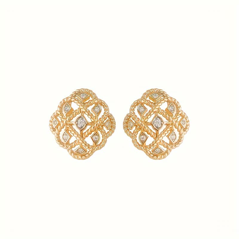 TEMU Readkiss Women's Elegant Minimalist Square Stud Earrings - Kc Golden Plated With Synthetic Synthetic Zirconia Stones, April Birthstone Jewelry For Daily Wear & Party Accessories