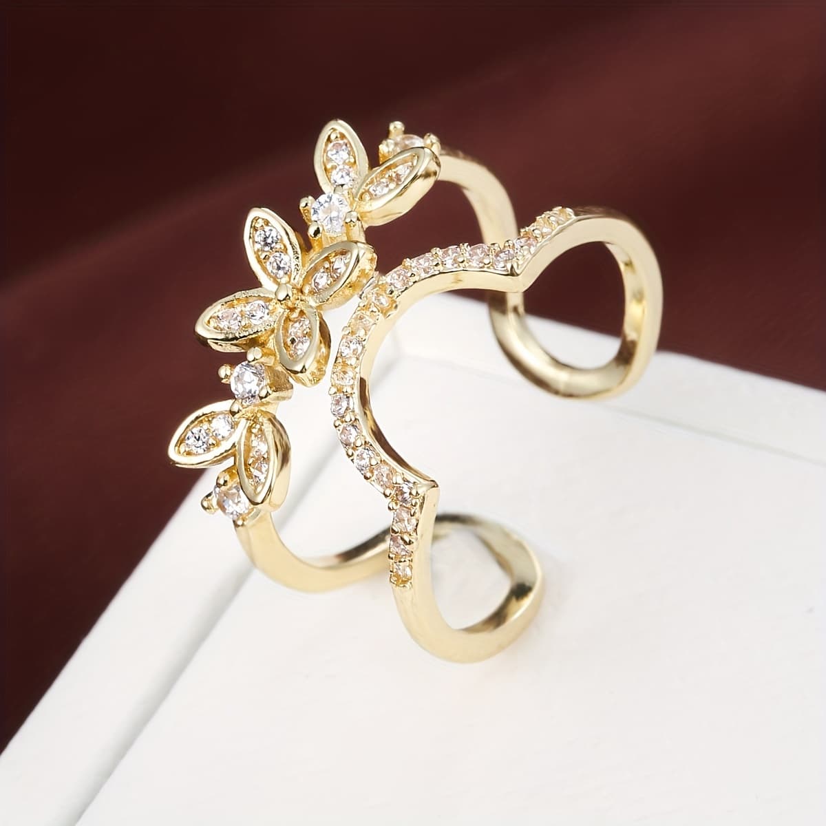 TEMU Exquisite Design With Synthetic Synthetic Zirconia Inlaid Women's Ring