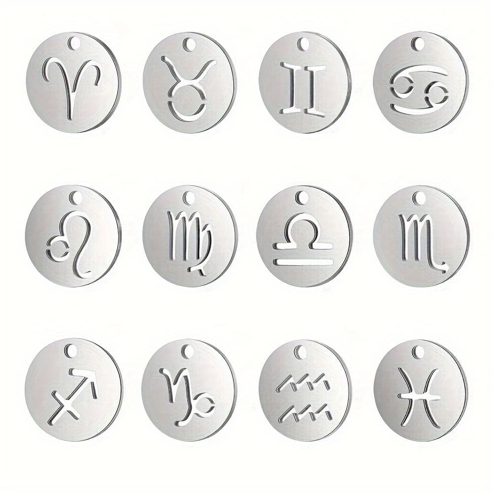 TEMU 12pcs/set 304l Stainless Steel Constellations Chamrs Small Pendants For Men And Women Jewelry Bracelets And Necklaces