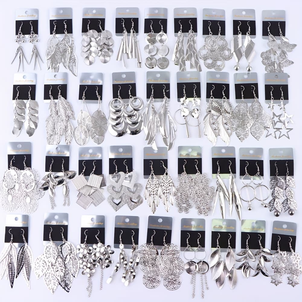 TEMU 12 Pairs Of Batches Of Fashion Bohemian Trendy Square Water Drop Pendant Earrings Mixed Style Charm Women Jewelry Party Holiday Gift Additions Random