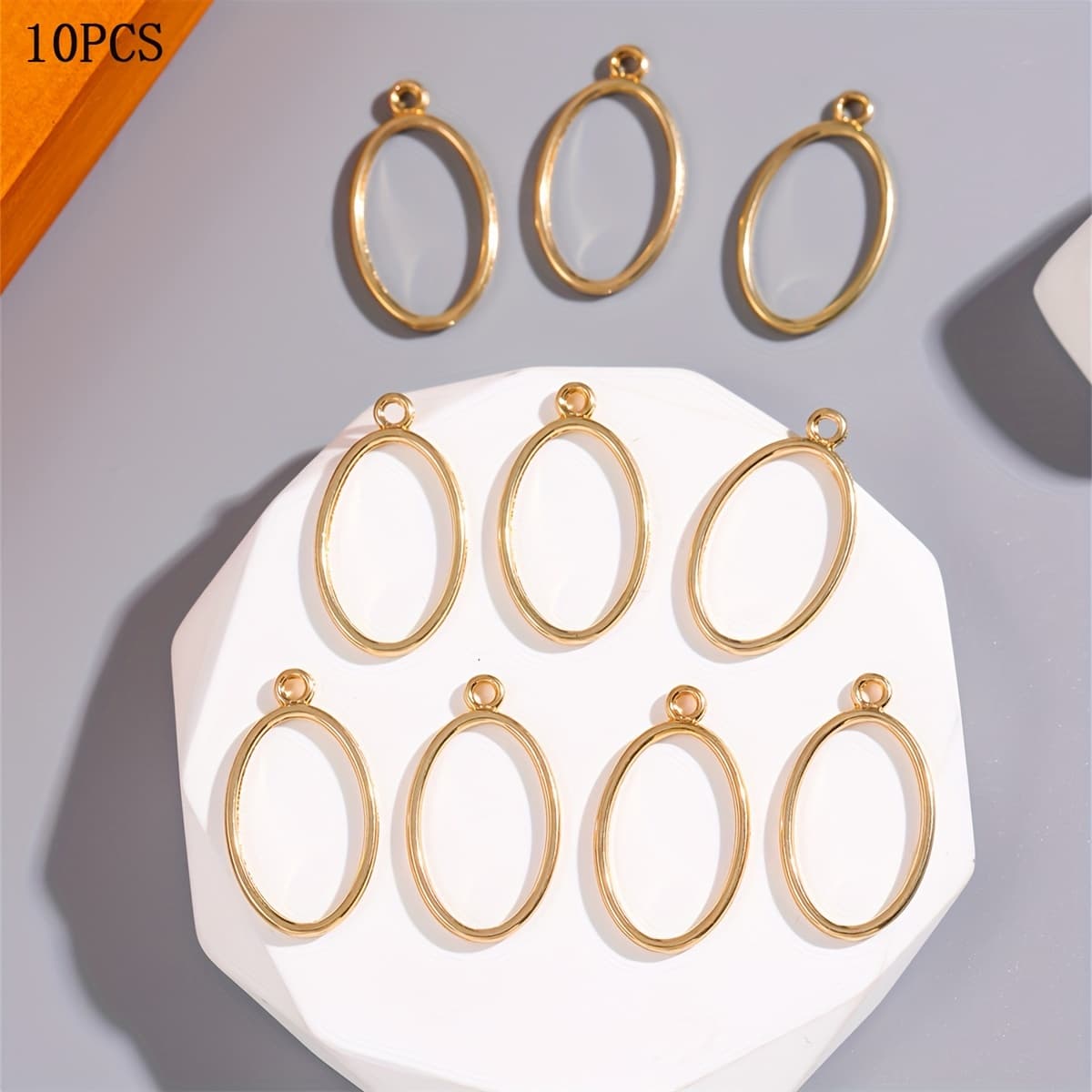 TEMU 10pcs Simple Hollow Small Oval Diy Handmade Jewelry Earrings Drop Earrings Accessories