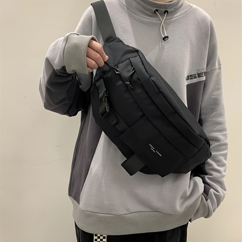 TEMU 2023 Trendy Large Capacity Waist Pack For - Vintage Cargo Style, Casual Couple's Chest Bag With Zip Closure