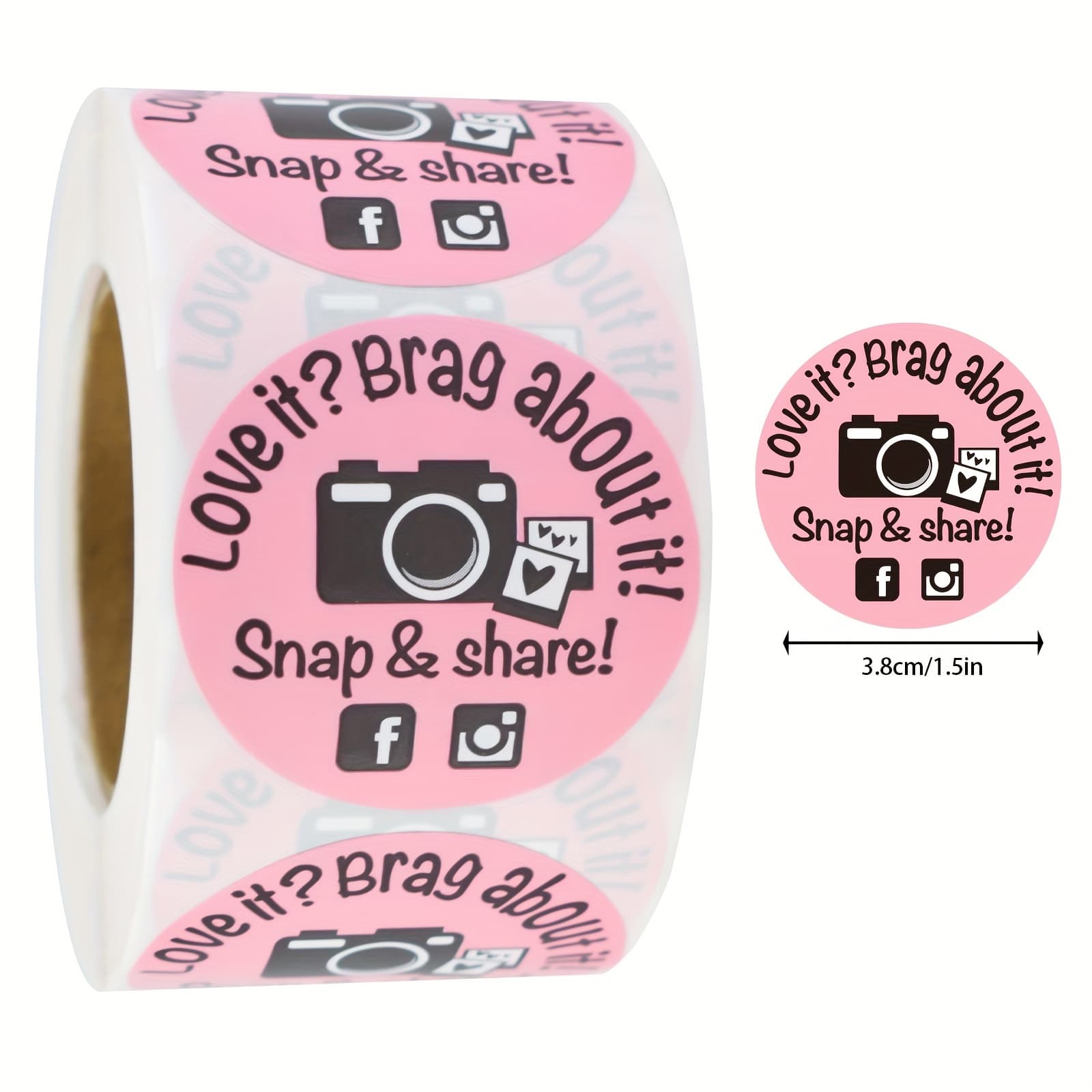 TEMU Pink Photo Stickers, 300/500-pcs, 3.8cm/1.5in, Labels, Bakery Stickers, Handmade Stickers, Social Stickers, Envelope Stickers, Gift Bag Packaging Stickers
