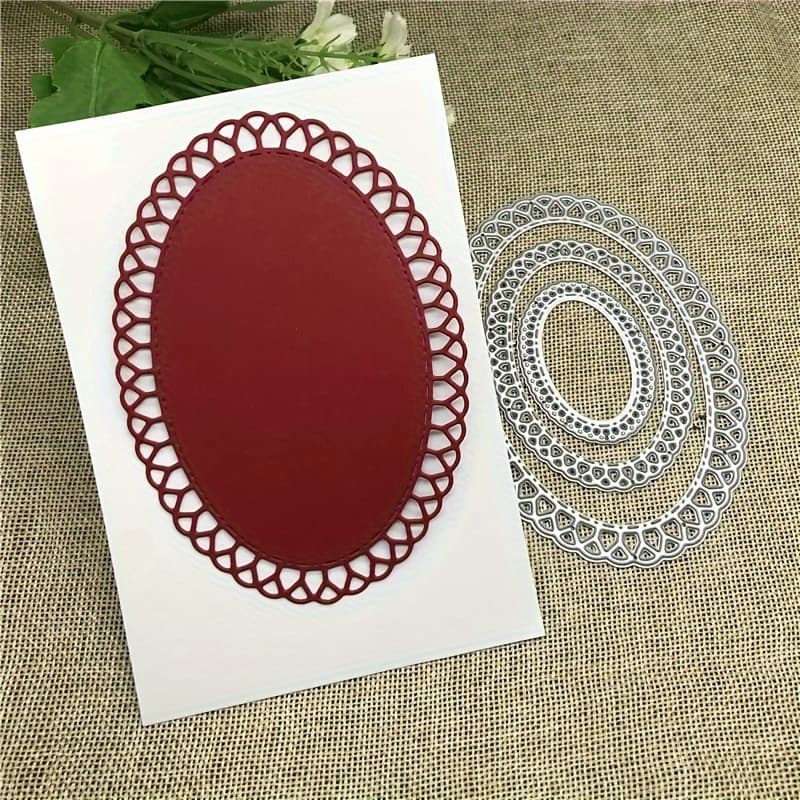 TEMU 3pcs/set Oval Circle Scallop Metal Cutting Dies For Diy Scrapbooking Album Paper Cards Decorative Crafts Embossing Die Cuts