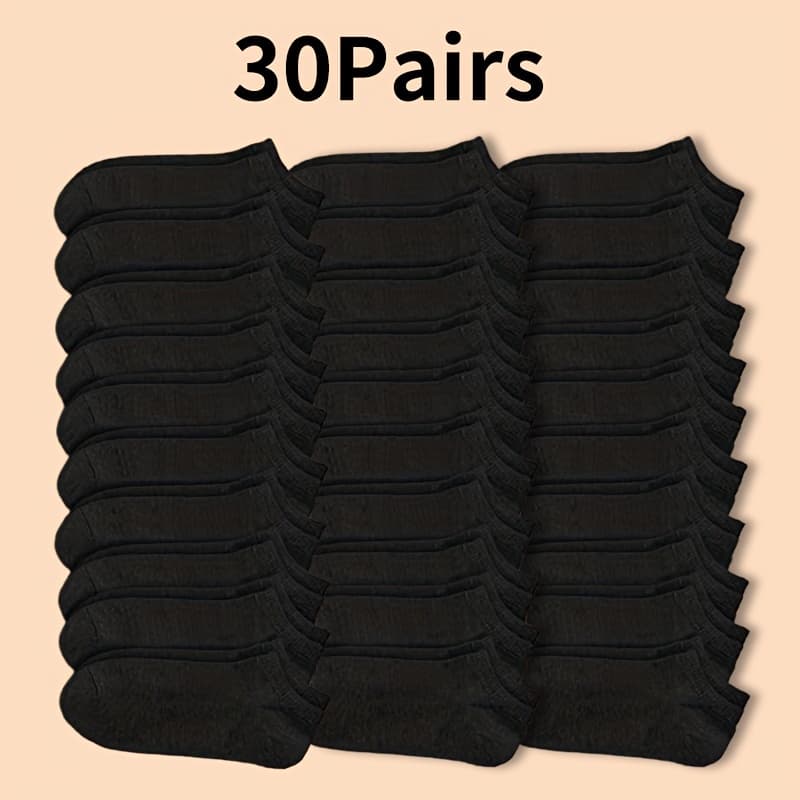 TEMU 30/50 Pairs Of Comfortable Short Socks For Women And Men, Unisex Solid Color Breathable Socks