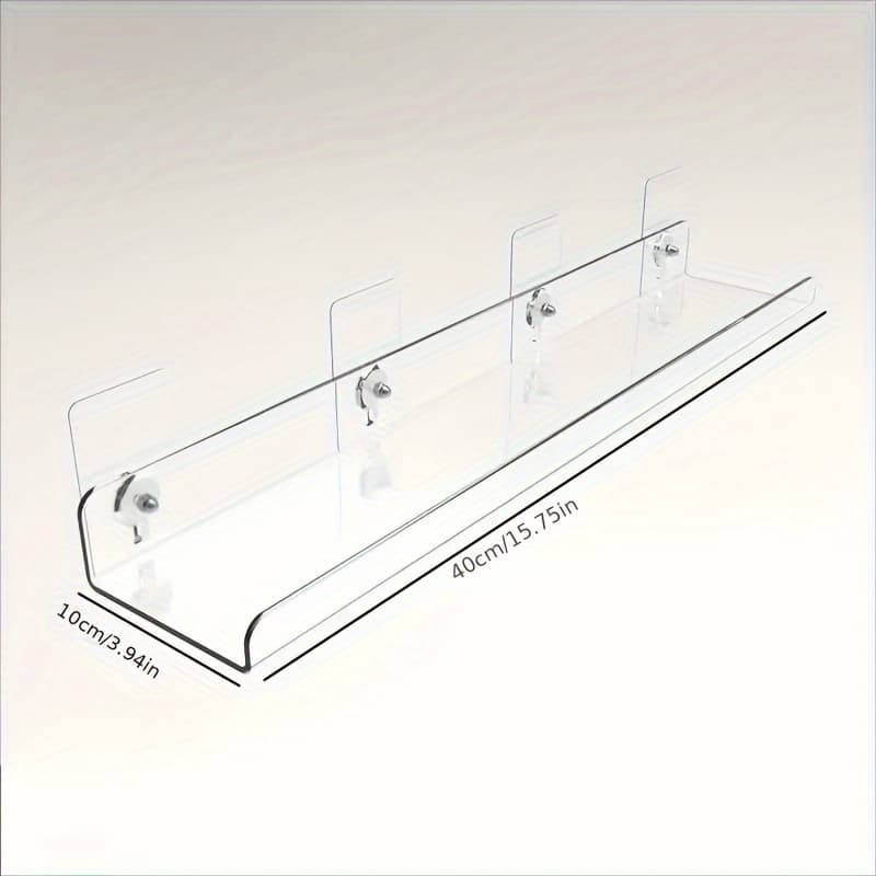 TEMU Floating Shelves Clear Acrylic Floating Wall Ledge Shelf Vinyl Record Shelf Bathroom Display Organizer Storage Shelves
