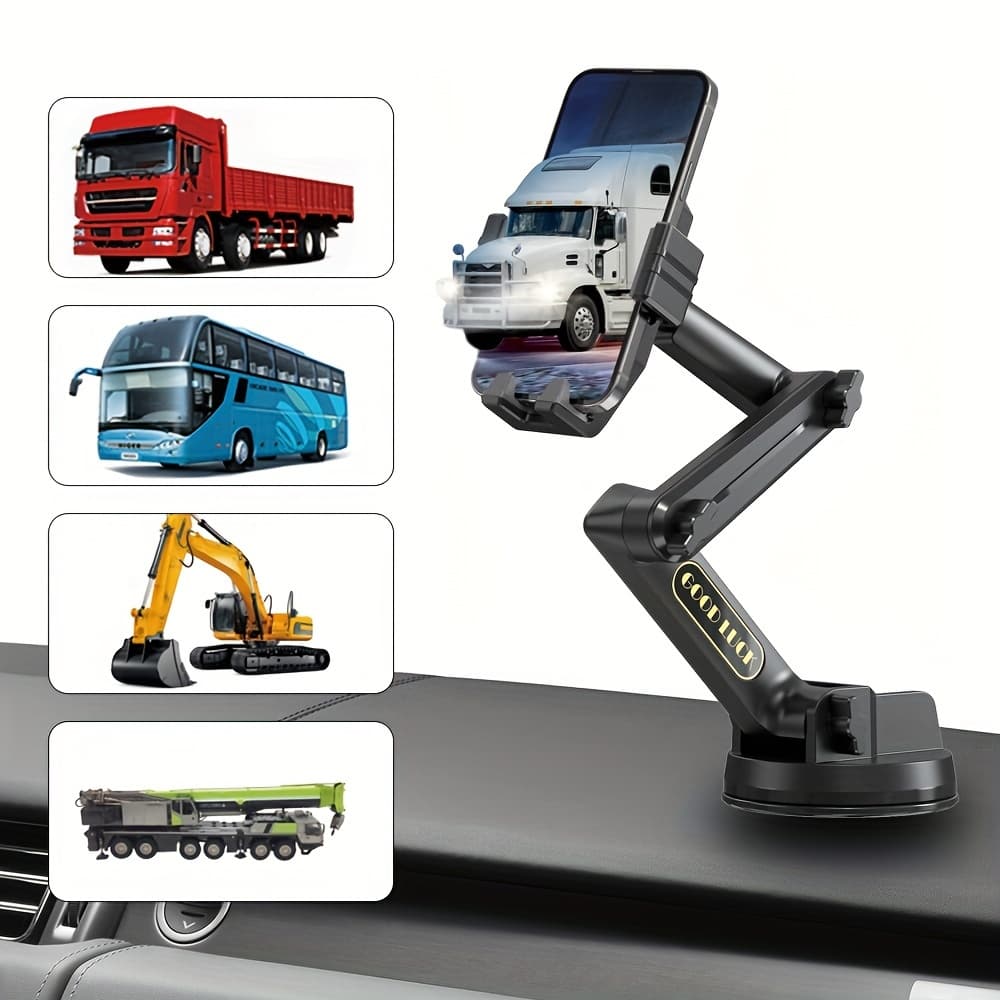 TEMU Car Phone Holder For Truck, Heavy Duty Car Phone Mount For Dashboard, Compatible With Most Smartphones, Long Arm, Super Suction Cup And Stable