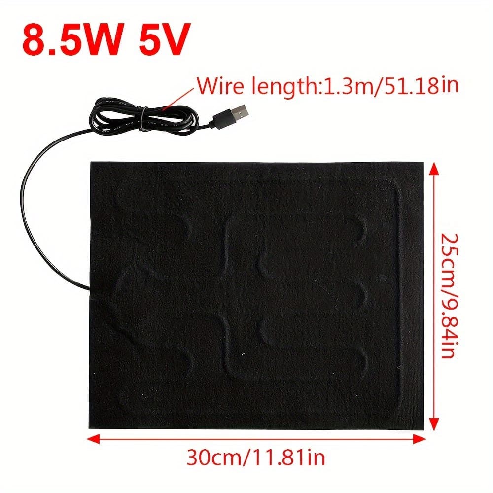 TEMU Pet And Reptile Winter Warming Pad, Usb Powered Car Seat Folding Heating Pad, 5v, 8.5w, Without Battery