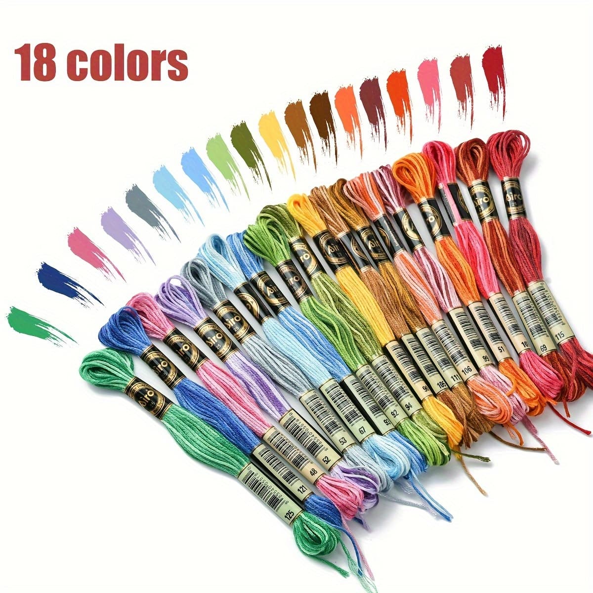 TEMU 18 Bundles Of Stitch Thread 6 Strands Of Colorful Embroidery Thread Handmade Embroidery Thread Diy Color Matching Weaving Thread About 8 Meters/bundle