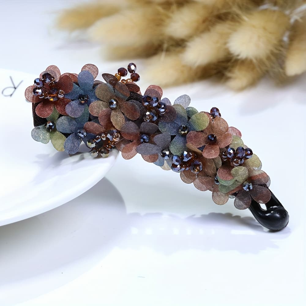 TEMU 1pc Cute Flower & Bead Banana Suitable For - Hold For Braids, Ponytails, Buns | Flower Hair, Hair Clips For &