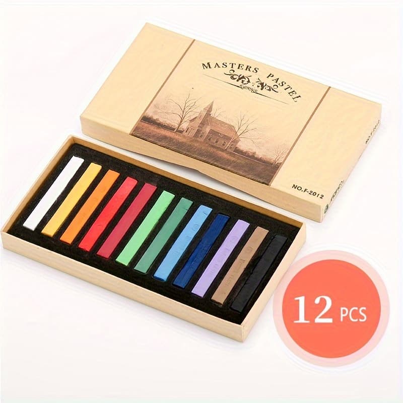 TEMU Professional Art Use 12pcs Box Of Colored Pastel Sticks, Colored Chalk, Professional Pastel Sticks For Drawing, Blackboard Report Painting Brushes, For Sketching, Coloring, And Artistic Painting