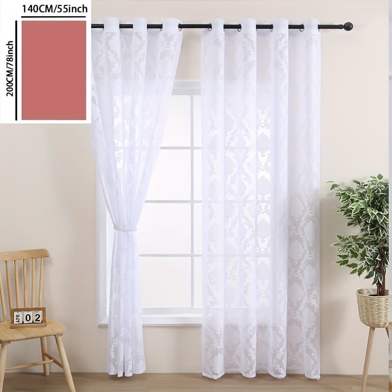 TEMU 1pc Lace Flower Perforated Curtains Living Room Curtains